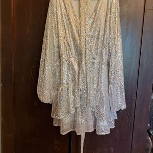 Boohoo Silver Sequin Dress